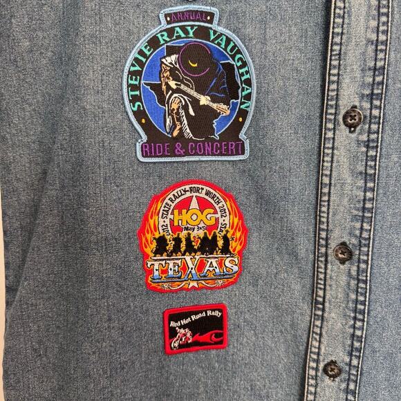 Vintage Harley Davidson Denim Vest w/ Various Biker Patches & Pins, Men's Medium - Picture 6 of 11